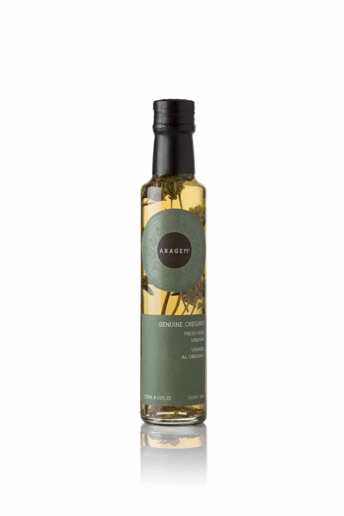 Vinagres - Vinagre d'Herbes Orenga Aragem, ampolla Dòrica transp. 250ml. ES - Mestral Cambrils