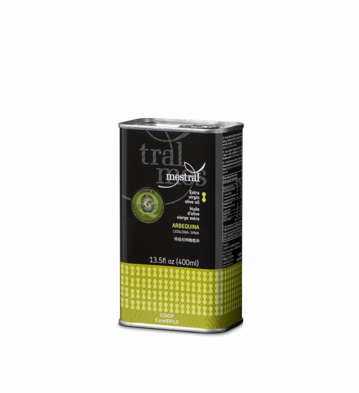 Olis i infusionats - Oli d'Oliva Verge Extra Mestral llauna 400mL 100% Arbequina - Mestral Cambrils