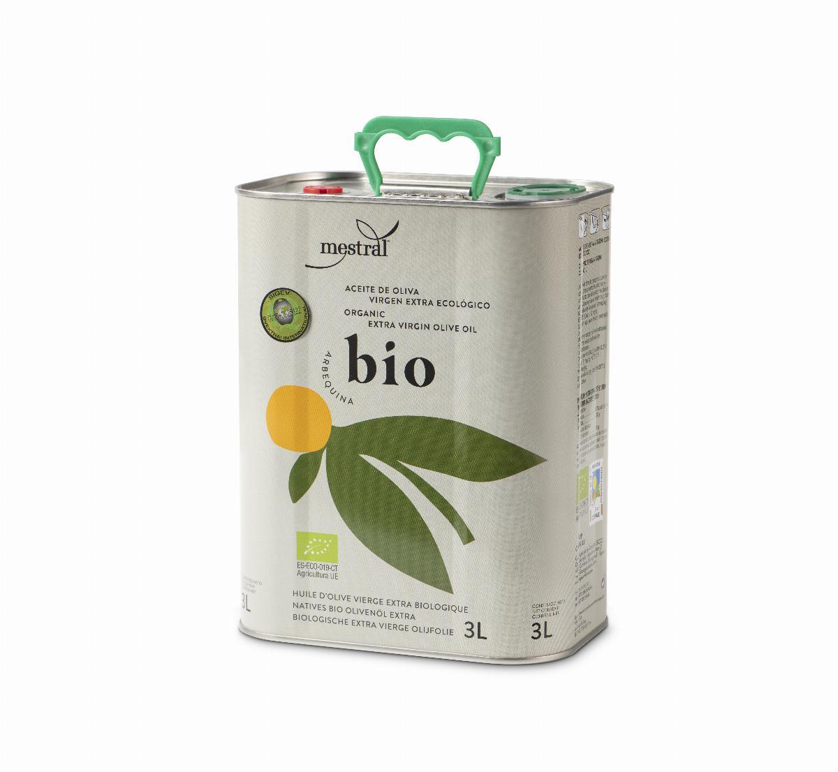 Extra Virgin Olive Oil Mestral Bio, organic farming Tin 3L 100% Arbequina