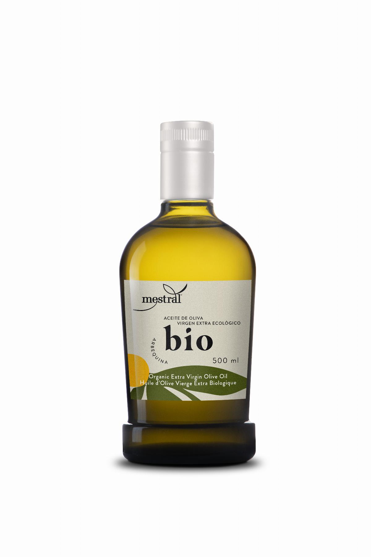 Huile d'olive et Condiments - Huile d'Olive Vierge Extra Mestral BIO agric.Biologique Bout. 500mL 100% Arbequina - Mestral Cambrils