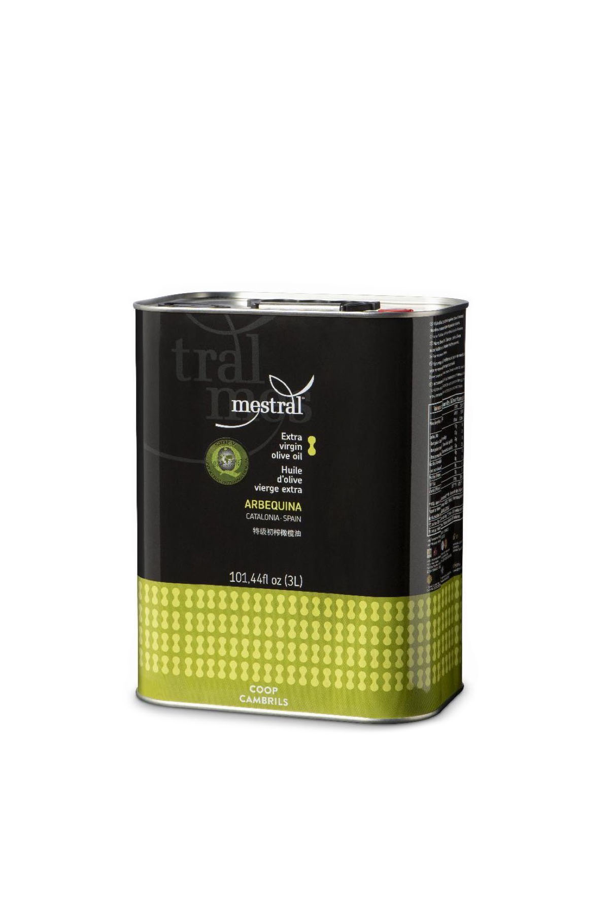 Olis i infusionats - Oli d´Oliva Verge Extra Mestral llauna 3 L - Mestral Cambrils