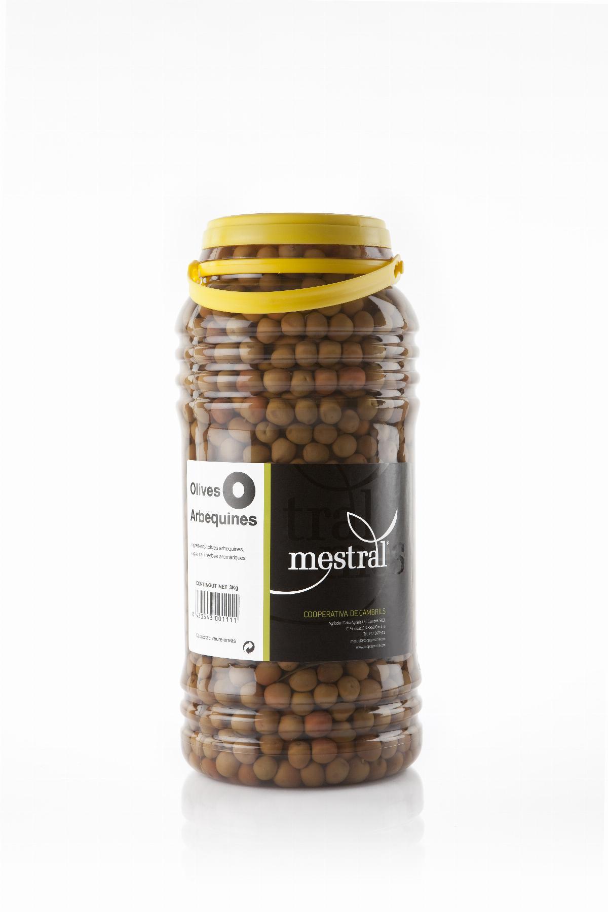 Olives - Olives Arbequina Mestral PET 3Kg - Mestral Cambrils