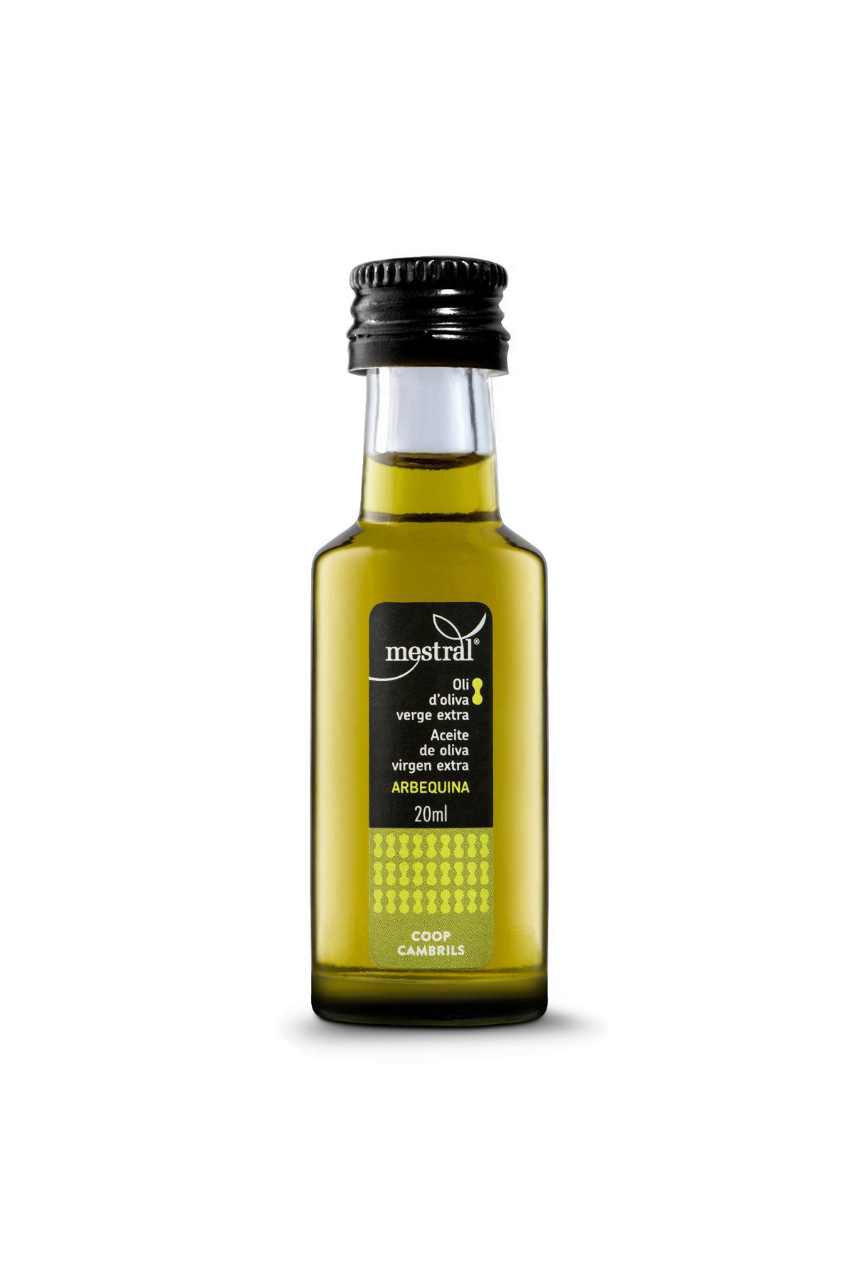 Olis i infusionats - Oli d'oliva Verge extra Mestral Arbequina ampolla vidre MONODOSI 40 x 20 ml - Mestral Cambrils