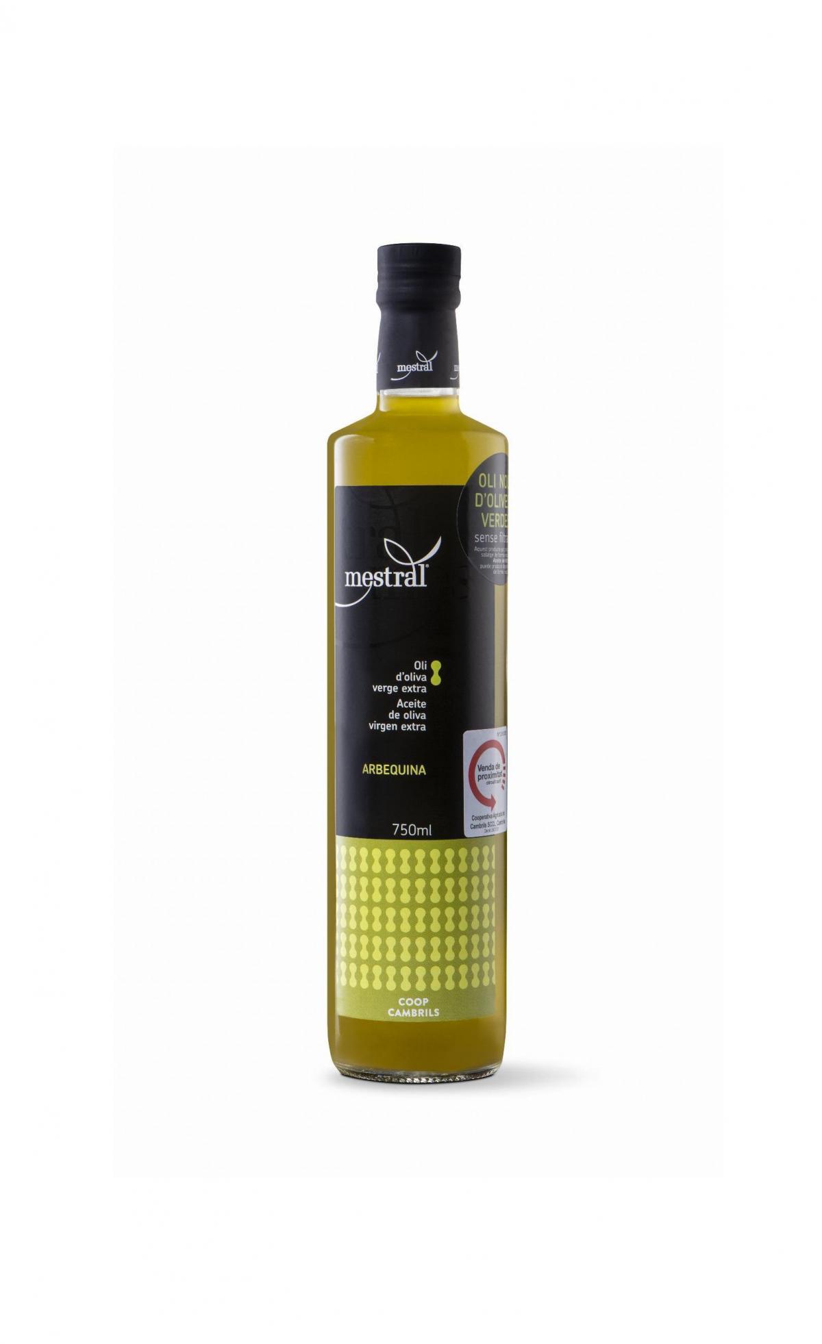 Huile d'olive et Condiments - CAIXA Oli d'Oliva Verge Extra Mestral, sense filtrar, ampolla dòrica transparent, 750ml, CAT-ES - Mestral Cambrils