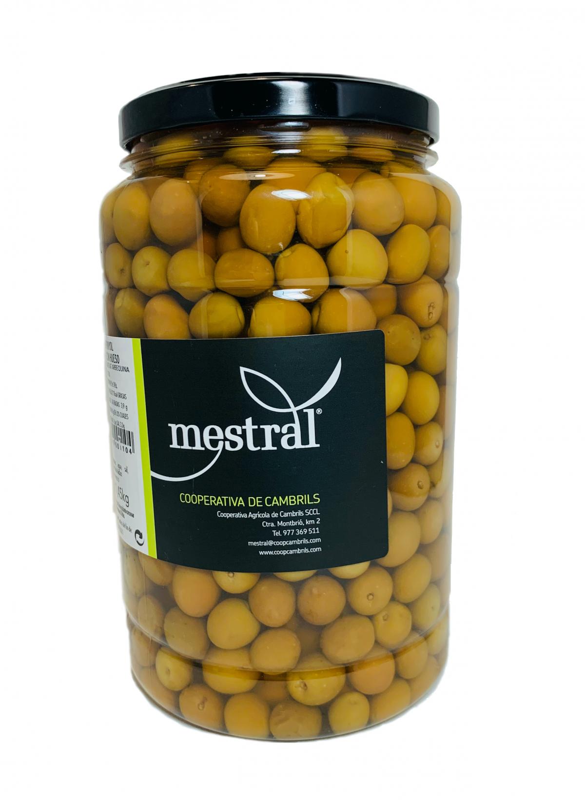 Olivas - Aceitunas Arbequina Mestral PET 1Kg - Mestral Cambrils